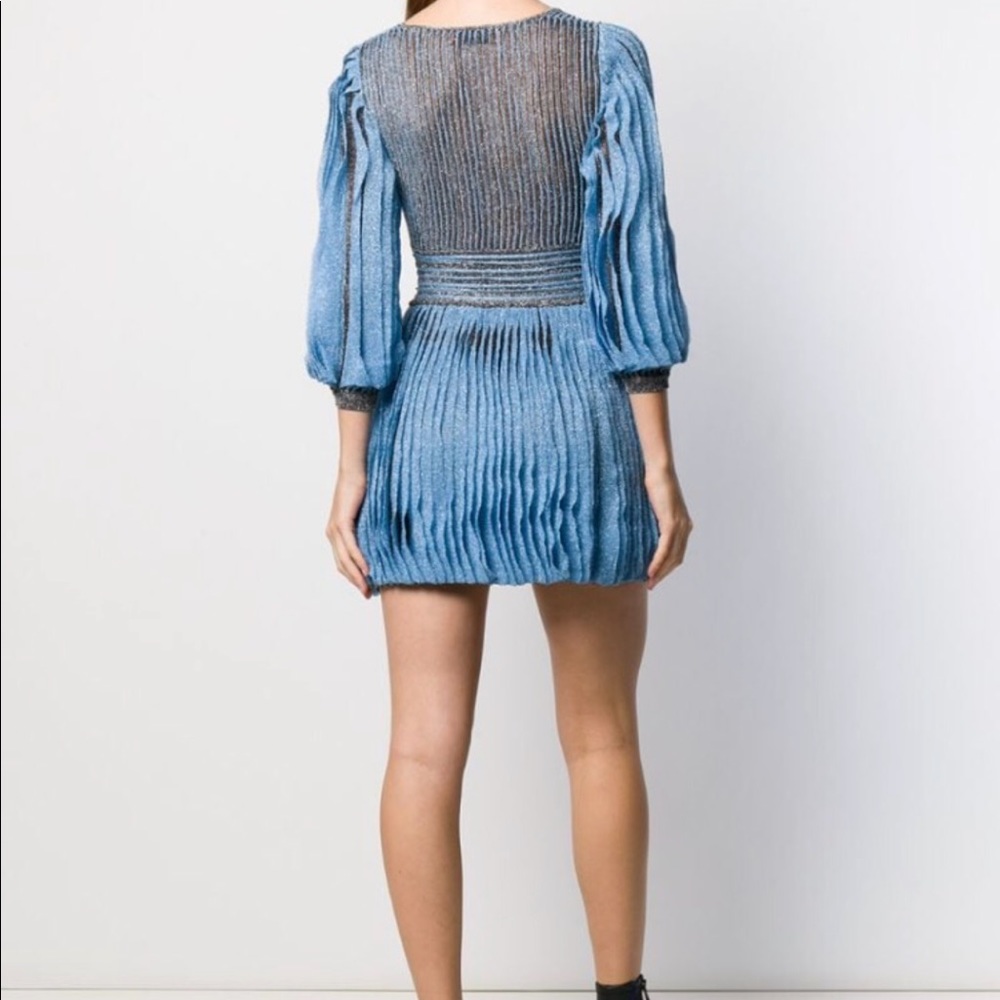 Missoni Blue Grey Shimmer Pleated Mini Dress Sz S - Picture 3 of 8